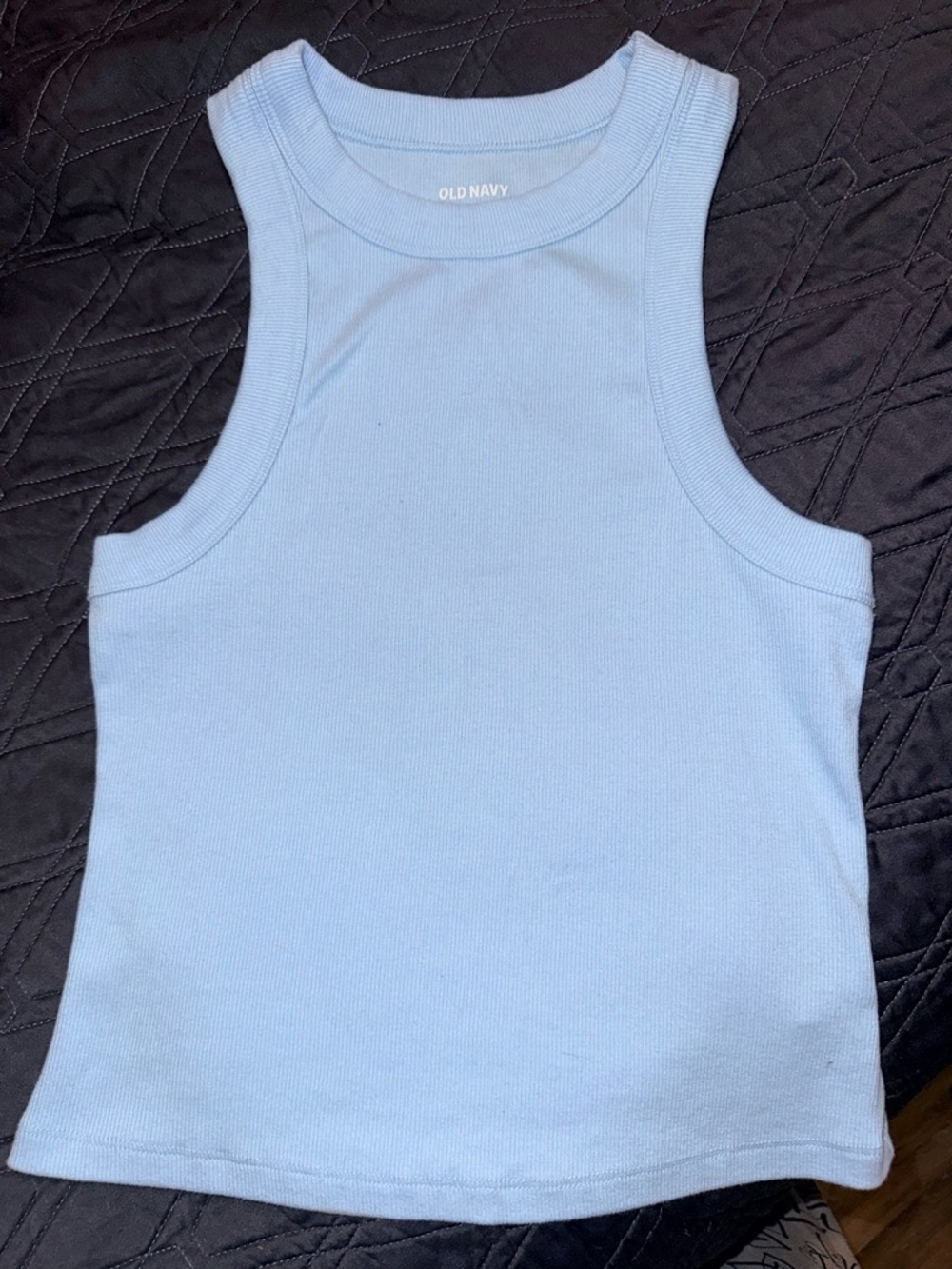 Old Navy Light Blue Ribbed Crop Tank Top